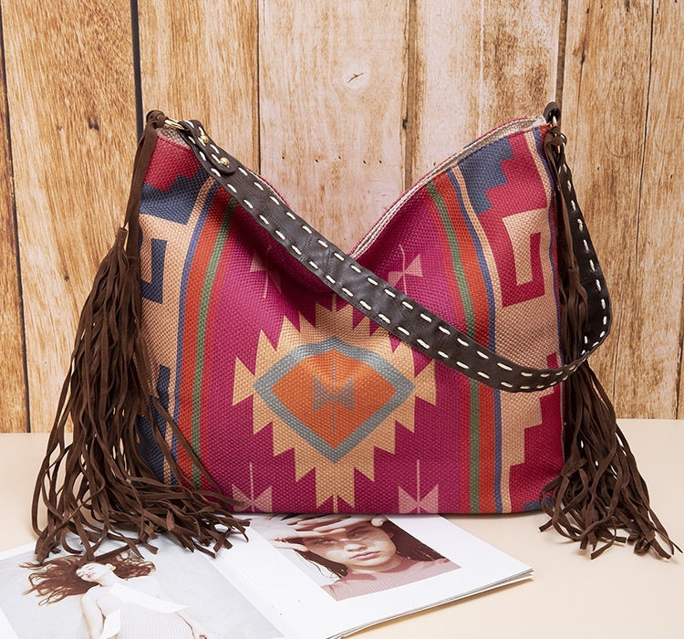 Sac rétro en coton et lin pour femmes, Portable