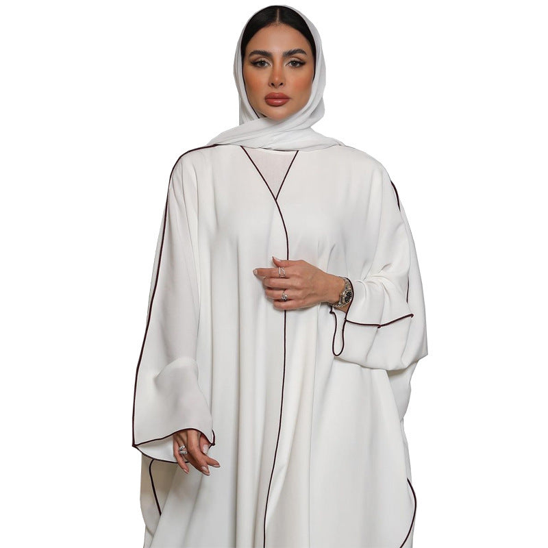 Robe Abaya grande taille en patchwork blanc pour femmes
