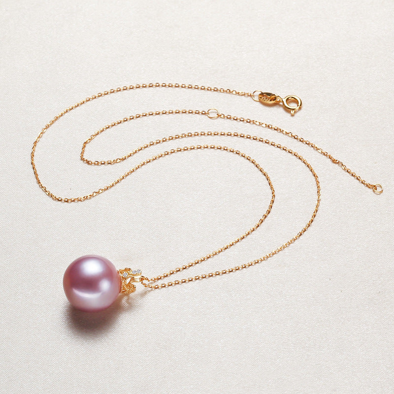 Collier de perles avec pendentif en argent 925, couronne