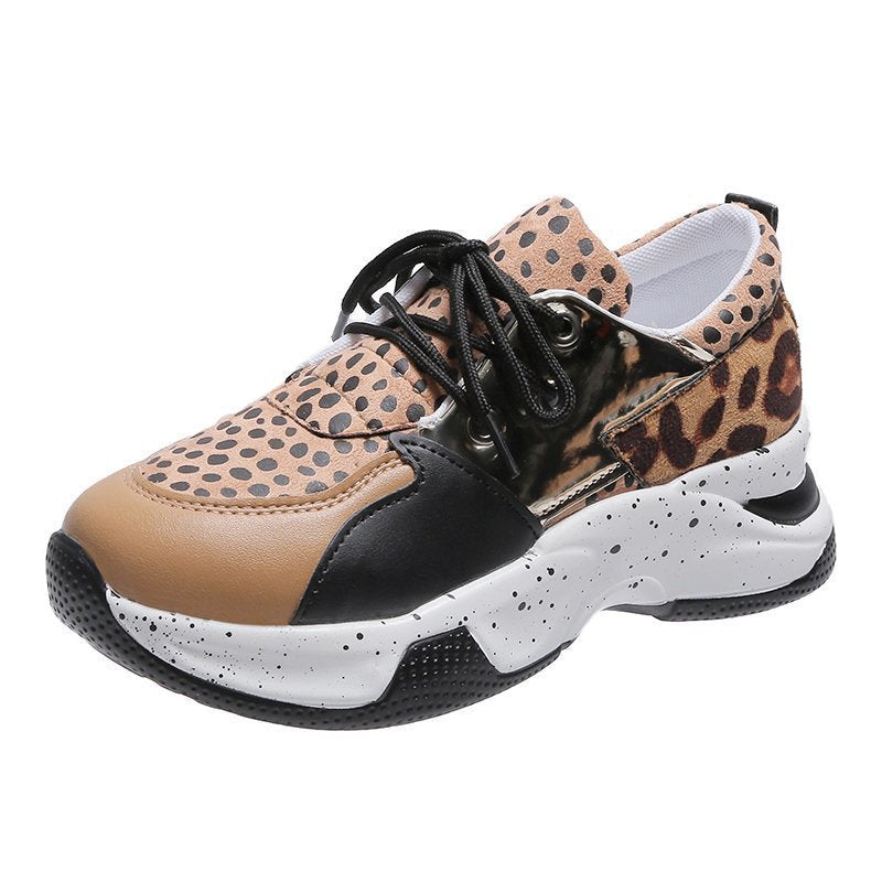 Zapatillas con estampado de leopardo para mujer, zapatos deportivos con cordones para caminar y correr