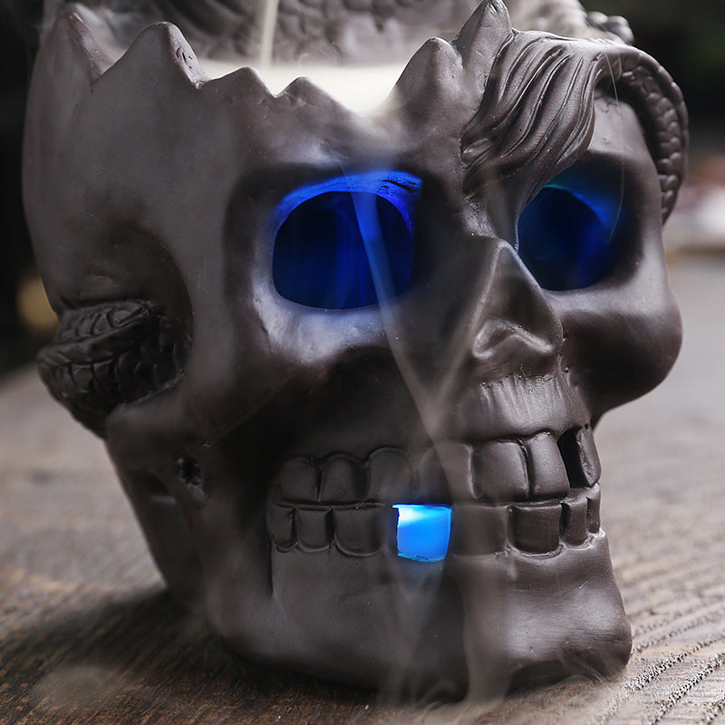 Tête de crâne Halloween décoration de la maison brûleur d'encens à reflux