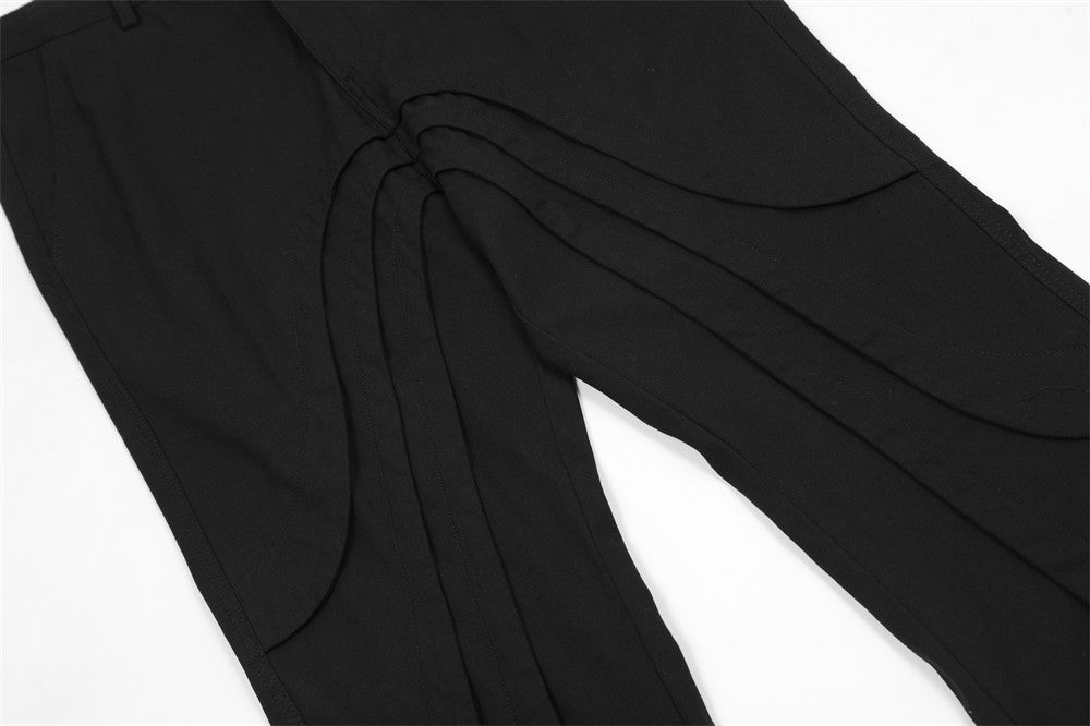 Layered Stitching Design Sense Flared Pants Men