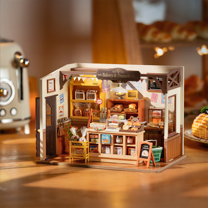 Robotime Rolife Becka's Baking House bricolage maison miniature pour enfants enfants 3D jouets d'assemblage en bois connexion facile décoration de la maison