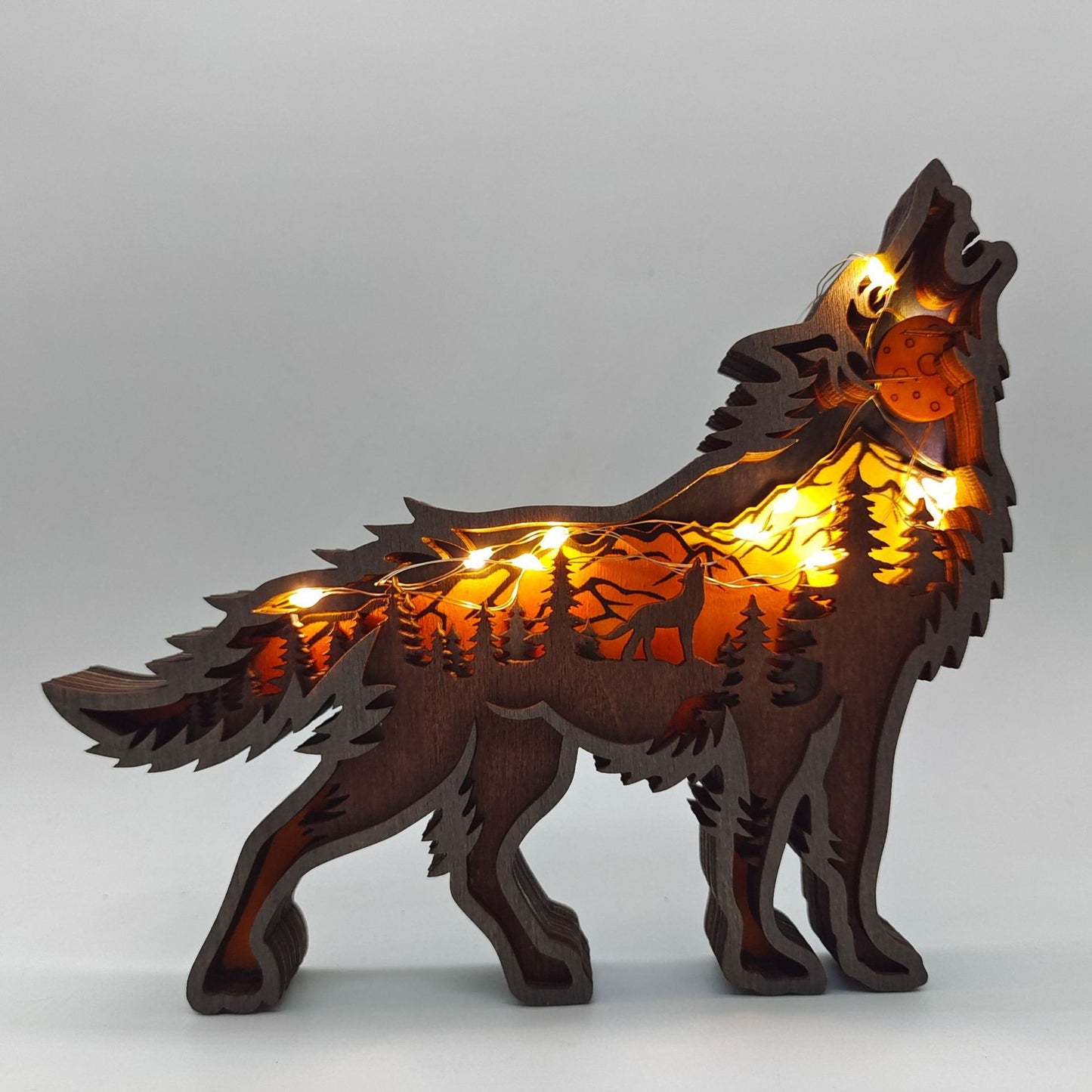 Décoration de noël en bois, Sculpture d'animaux, cadeau artisanal, Sculpture murale suspendue, ours, cerf, élan, décor artistique, ornements du nouvel an