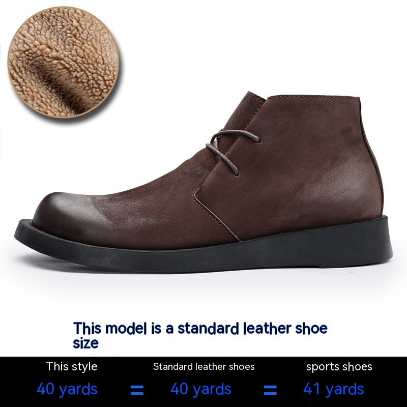 Martin Shoes Botas de hombre de caña media con parte inferior gruesa de cuero con cordones y parte inferior suave