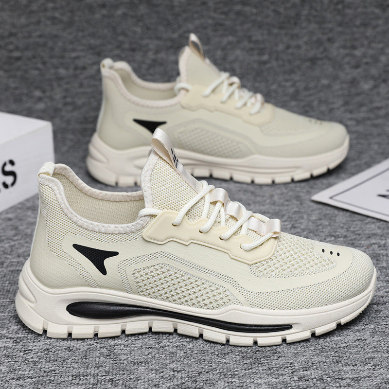 Zapatos de malla para hombre, zapatillas de deporte transpirables ligeras de punto con mosca a la moda, calzado deportivo informal