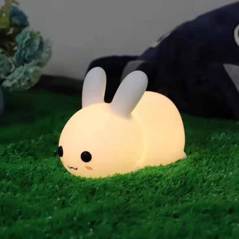 Lapin LED veilleuse Silicone Animal dessin animé lampe à intensité variable USB Rechargeable pour enfants enfants bébé cadeau chevet chambre