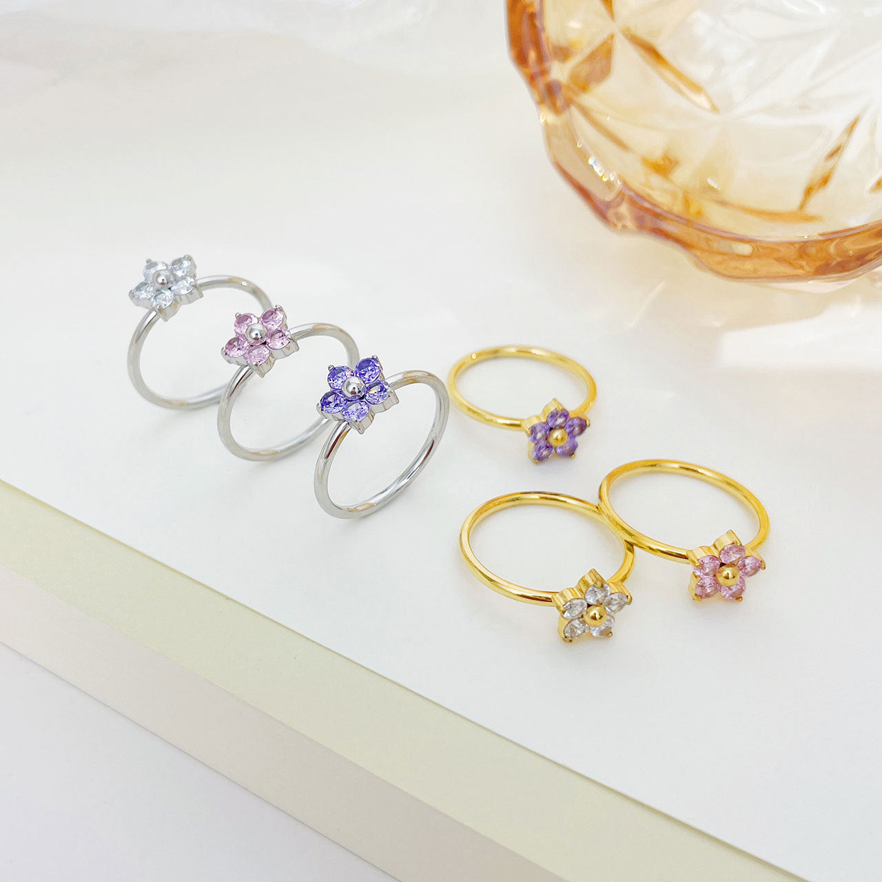 Bague Artsy de personnalité de style froid de fleur simple