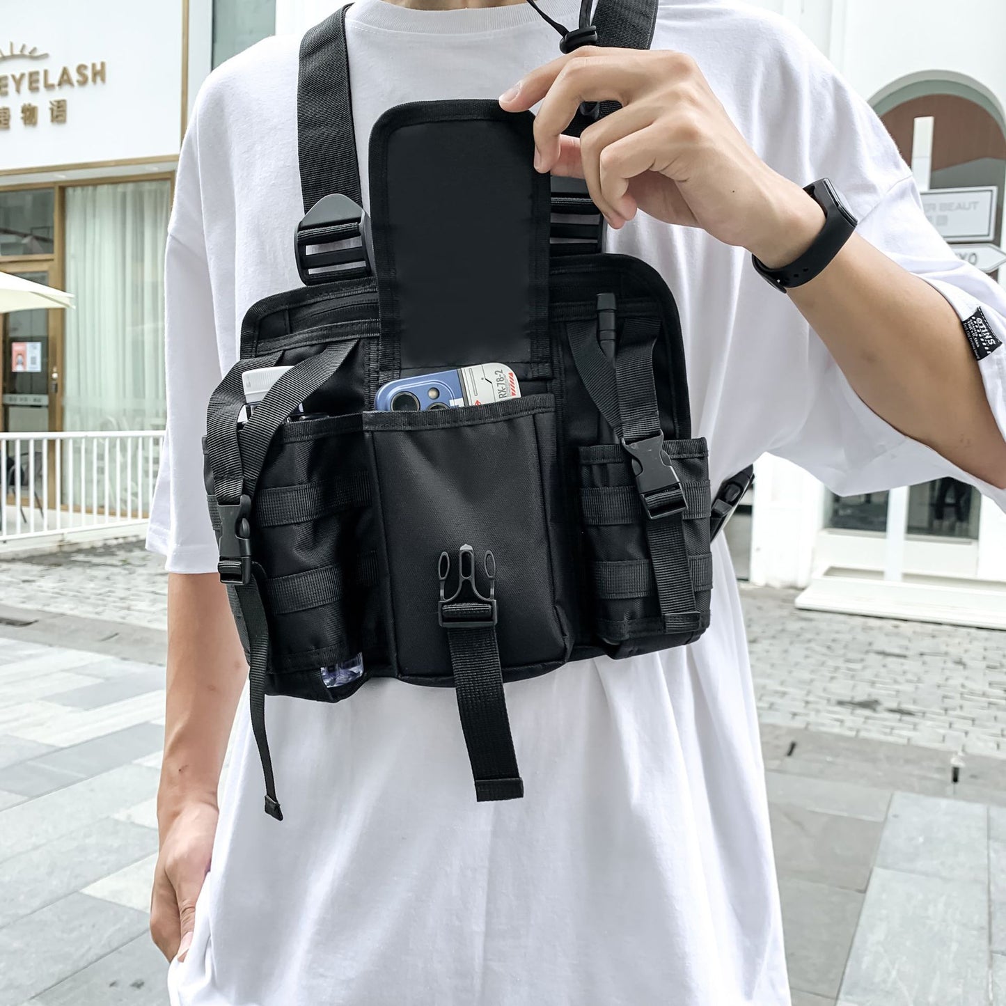 Bolso de hombro estilo chaleco callejero