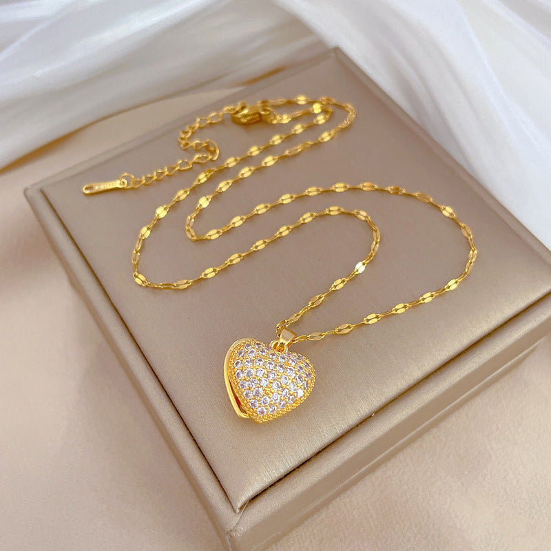 Xiaohongshu New Loving Heart Zircon Necklace For Women
