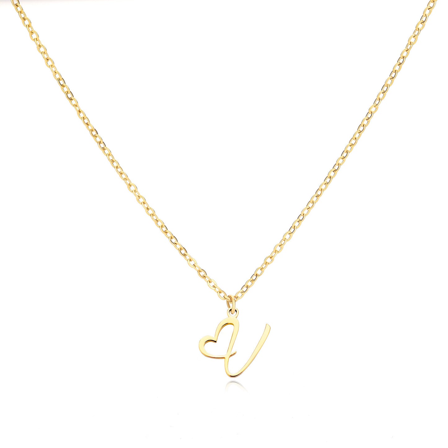 Collier créatif en acier inoxydable avec pendentif lettre cœur Simple pour femmes
