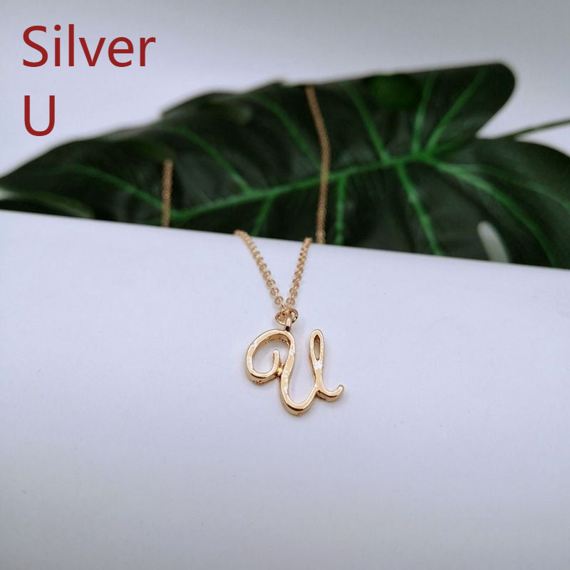 Ornament 26 Letter Necklace Simple Fashion Character Capital English Pendant Special-interest Design Clavicle Chain