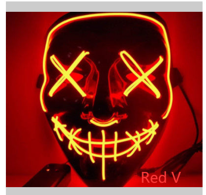 Black V Halloween Horror Glowing Mask