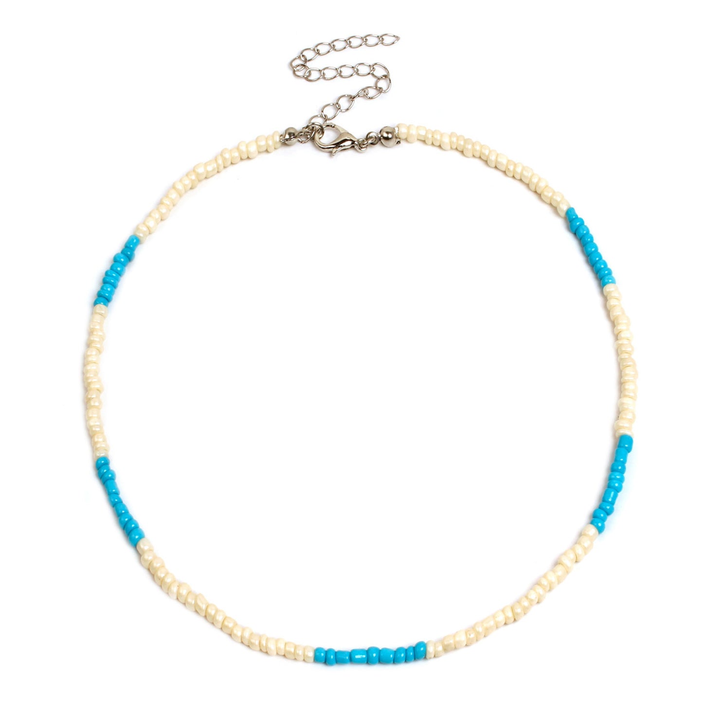 Collier pour femme en perles de verre blanc naturel, doux et simple