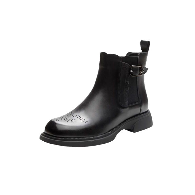 Bottines de style britannique sculptées à fond plat doublées de polaire
