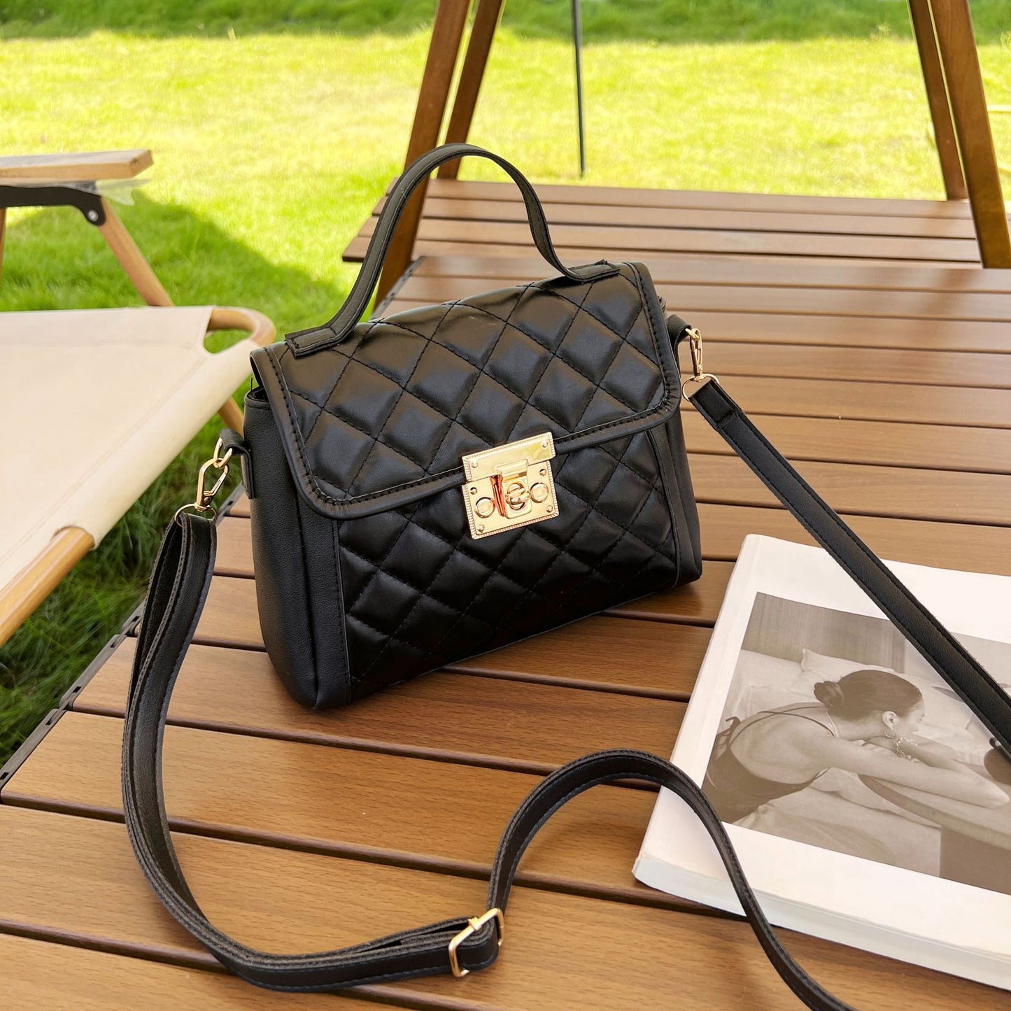 Sac à bandoulière en losange pour femmes, sac à main tendance en PU