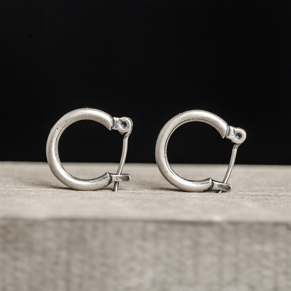 Boucles d'oreilles simples en argent sterling 925 Dark Night