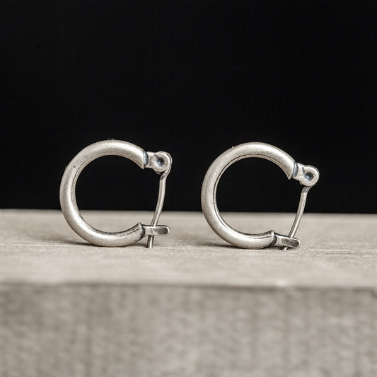 Boucles d'oreilles simples en argent sterling 925 Dark Night