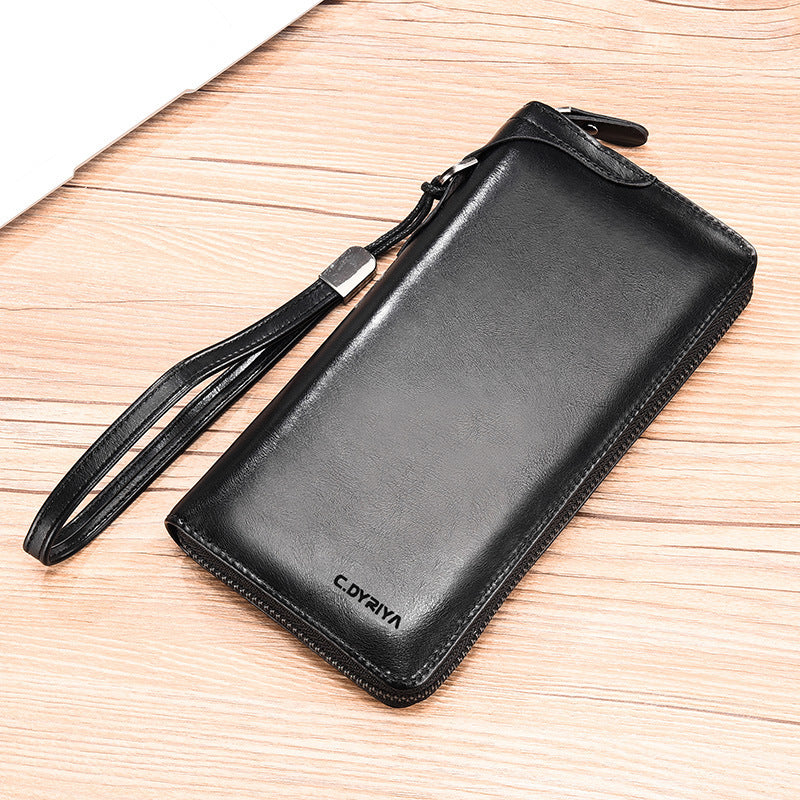 Portefeuille d'affaires Simple porte-carte multifonctionnel portefeuille pour hommes portefeuille à fermeture éclair longue