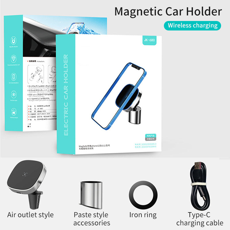 Support de téléphone portable pour voiture, chargement sans fil, magnétique