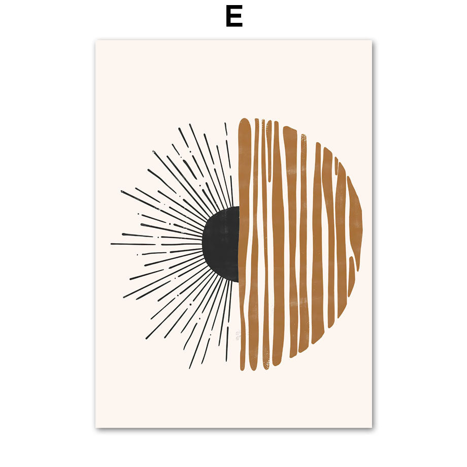 Línea Hojas Geométricas Abstractas Boho Decoración Del Hogar Pintura