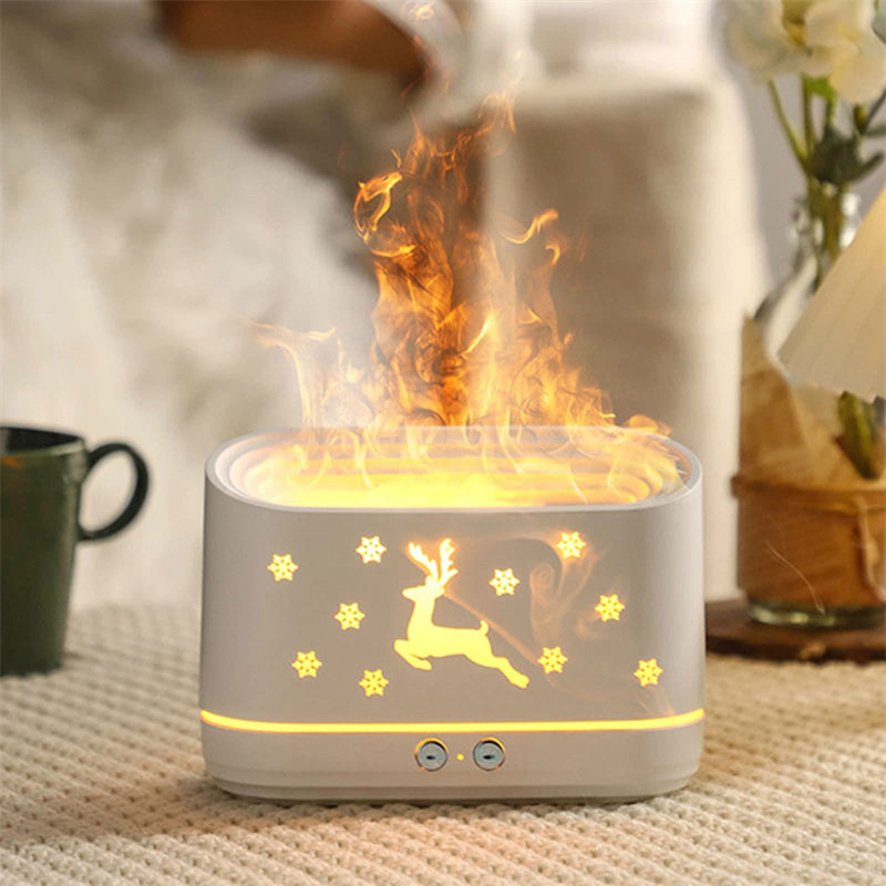 Diffuseur humidificateur à flamme d'élan, lampe d'ambiance domestique muette, décorations de noël pour la maison
