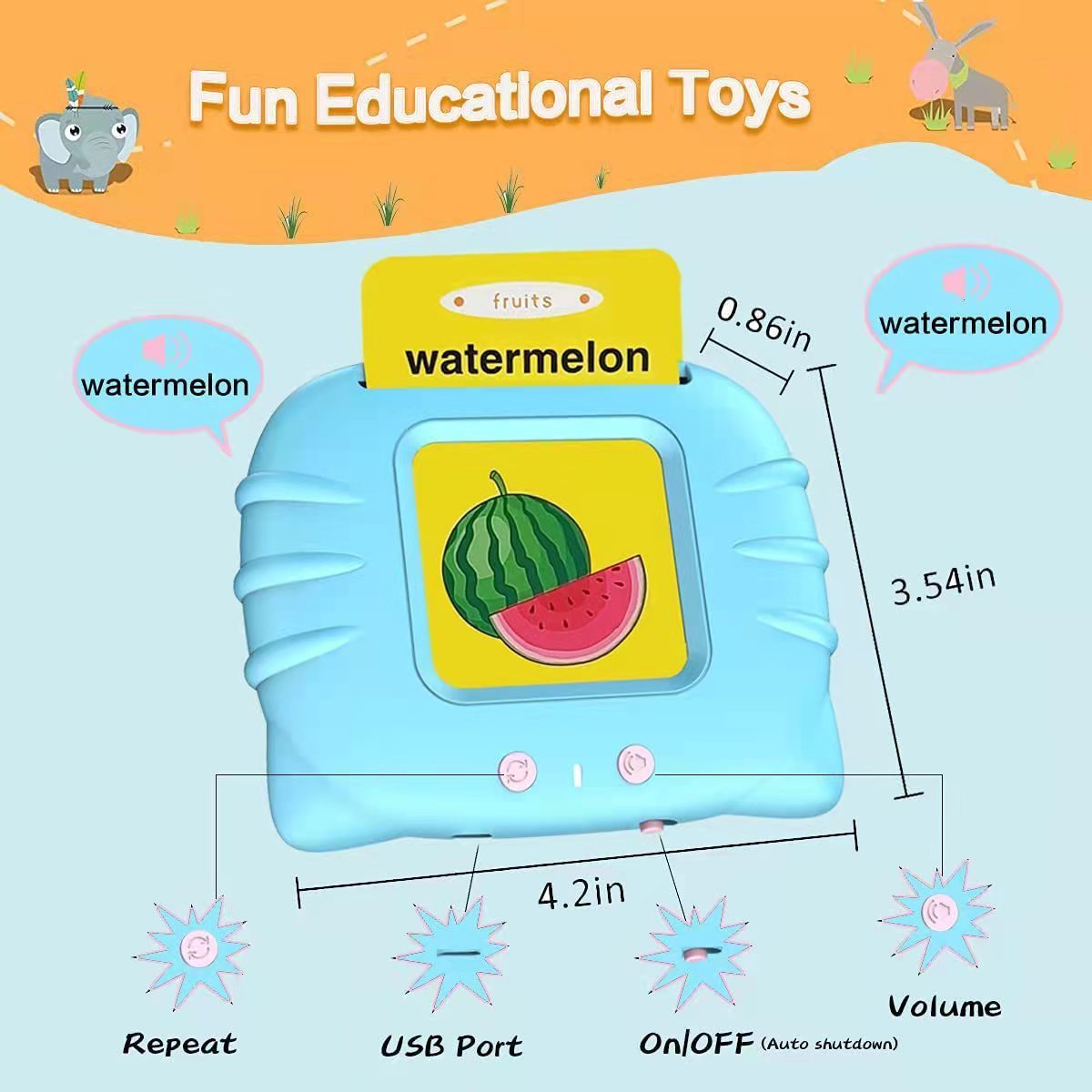 Carte intelligente en anglais pur pour l'éducation précoce éclairante des enfants