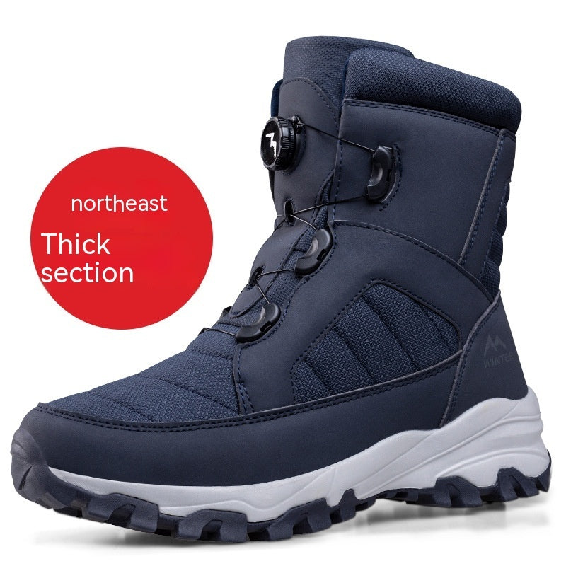 Botas de nieve con botones para hombre y mujer gruesas con forro polar
