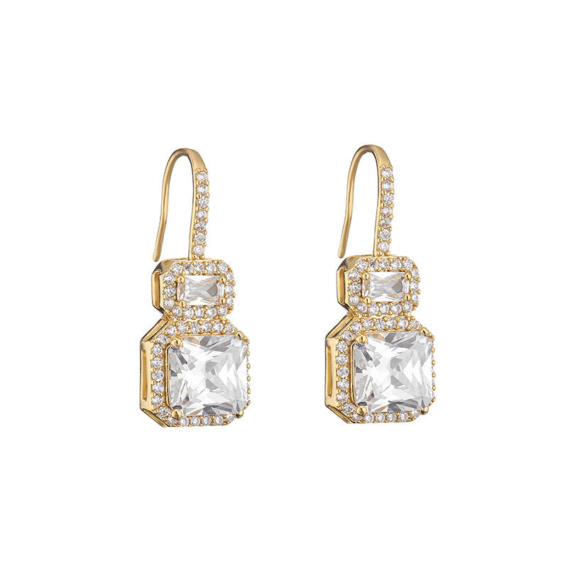 Boucles d'oreilles en Zircon carré géométrique avec Micro incrustation de mode pour femmes