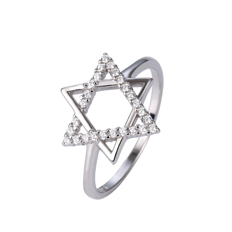 Anillo de mango hexagonal Belief de plata de ley