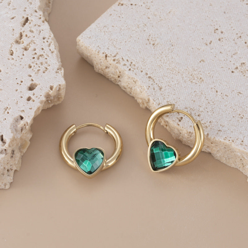 Boucles d'oreilles en acier titane et Zircon, couleur bonbon français, cœur aimant