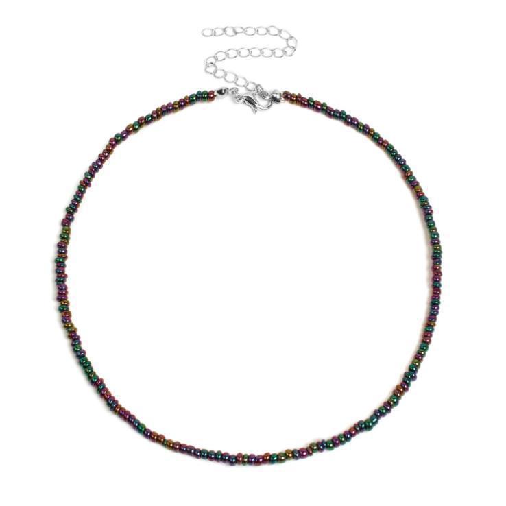 Collier pour femme en perles de verre blanc naturel, doux et simple