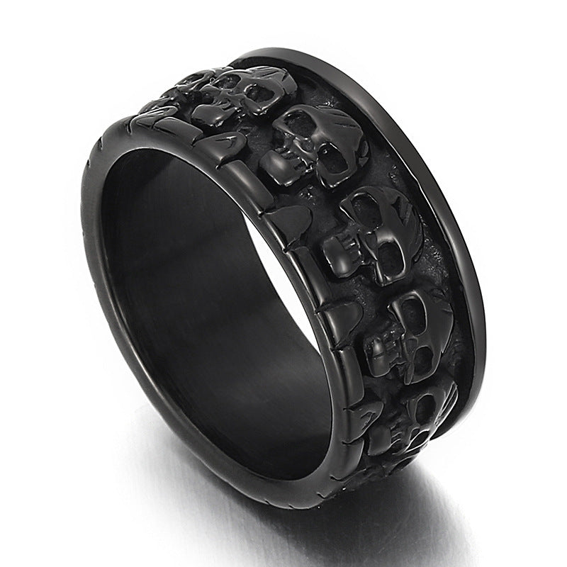 Bague en acier titane pour hommes crâne dominateur