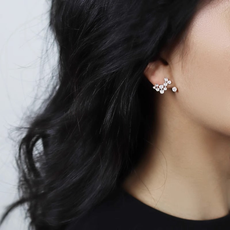 Sterling Silver Light Luxury Floating Star Temperament Earrings