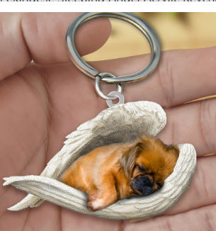 New Unique Dogs And Cats Sleeping Angel Pendant Car Key Ring