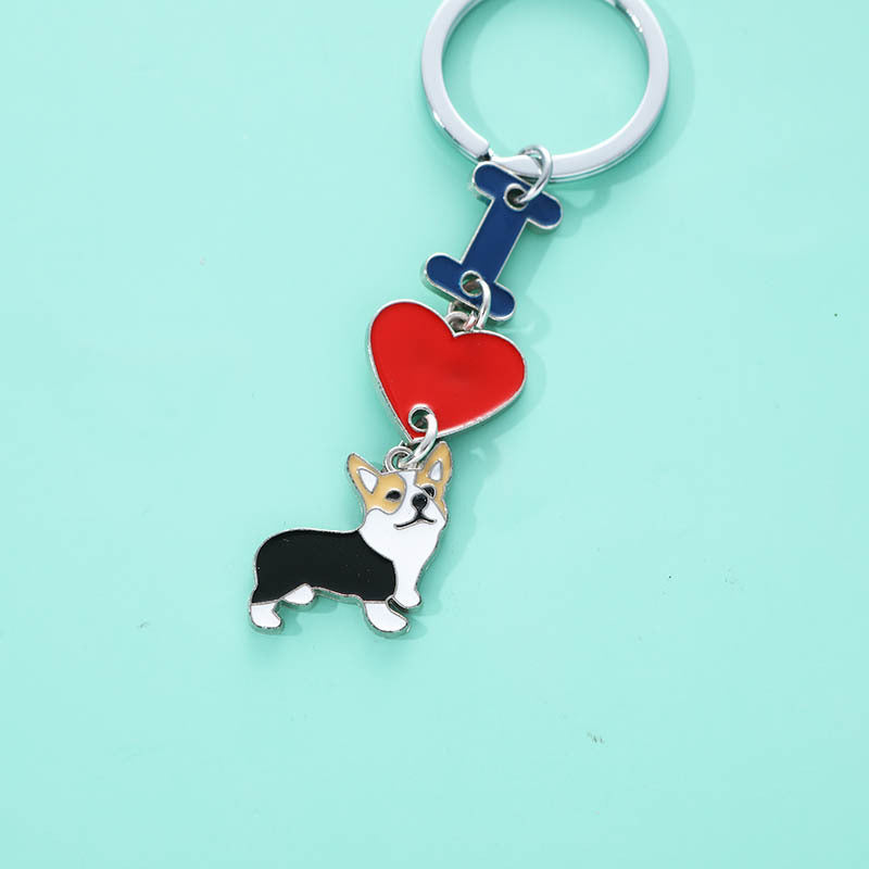 Ins Love Dog Pendant Bag Keychain