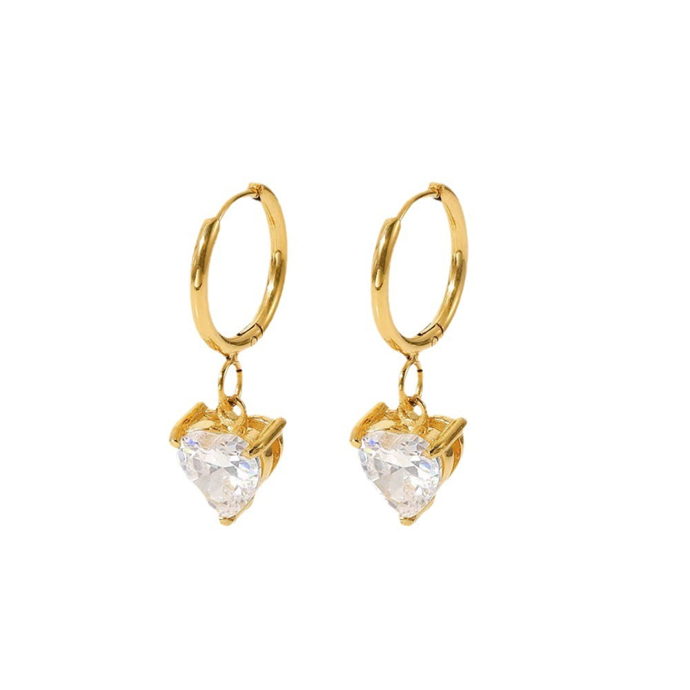 Dopamine haute qualité amour conception Zircon Niche Simple tout-match boucles d'oreilles femme