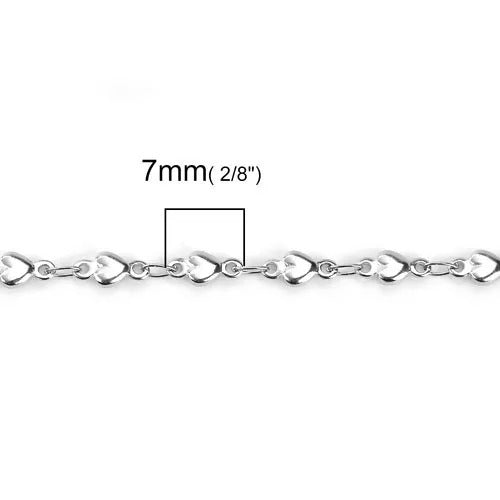 Chaîne d'extension en acier inoxydable 04 en forme de cœur K blanc