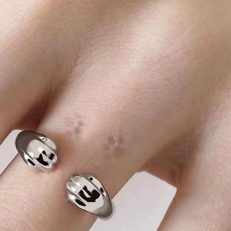 Anillo de huella de gato creativo de moda para mujer