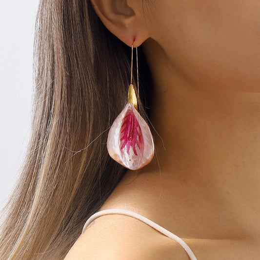 Boucles d'oreilles longues en alliage de fleurs colorées à la mode, Style européen et américain, vacances