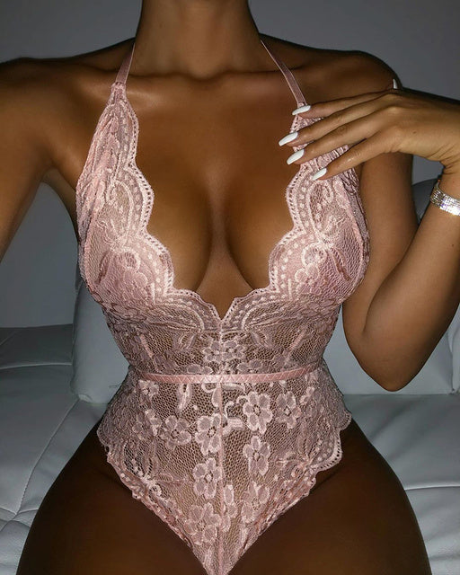 Body Une Pièce Noir Col V Lingerie