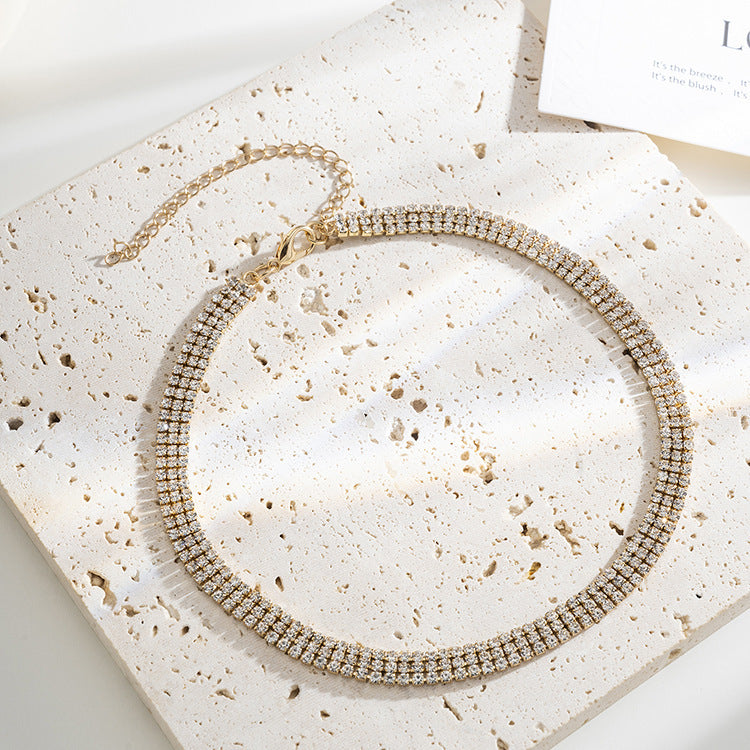 Collier avec chaîne de clavicule et diamants pour femmes, ne se décolore pas