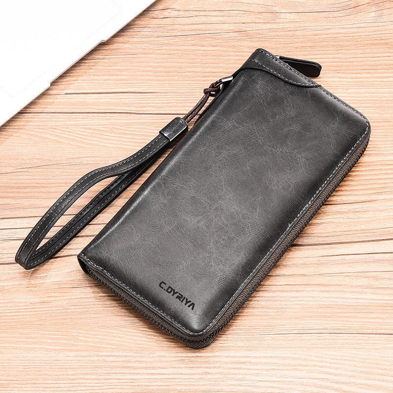 Portefeuille d'affaires Simple porte-carte multifonctionnel portefeuille pour hommes portefeuille à fermeture éclair longue
