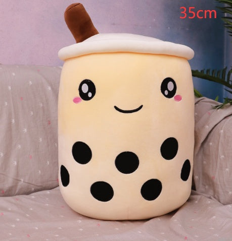 Peluche de boisson aux fruits, mignonne, douce, fraise, lait, thé, tasse de thé Boba, jouet bulle de thé, oreiller, coussin, cadeau pour enfants