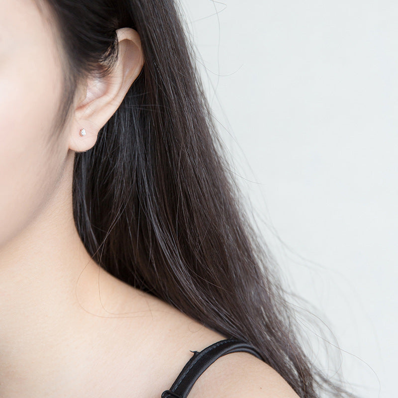 S925 Silver Korean Style Diamond Water Drop-shaped Earrings