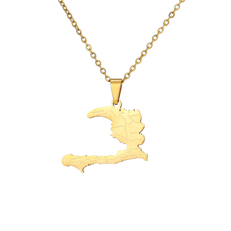Collier pendentif carte personnalisé à la mode