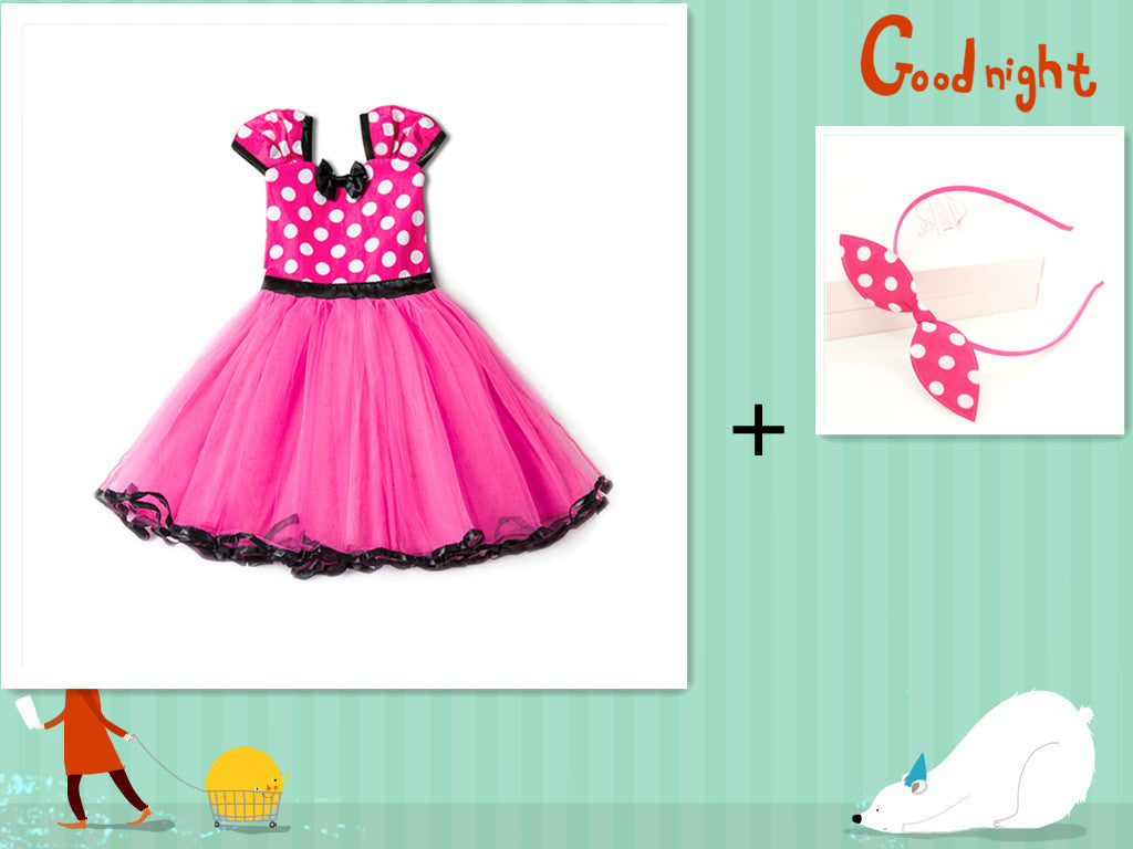 Robe de princesse avec gilet sans manches et nœud à pois