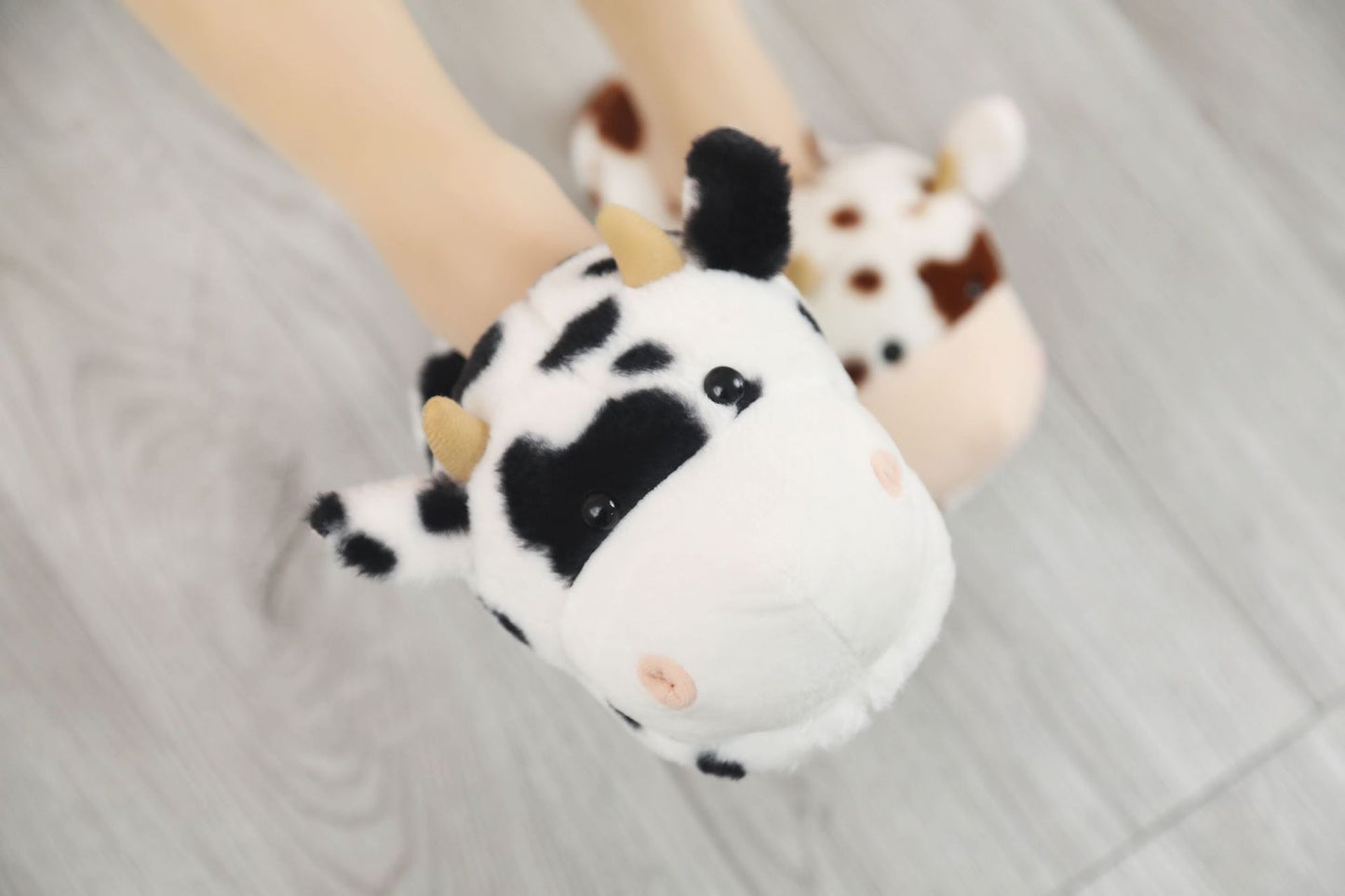 Pantoufles de vache mignonnes, jouets en peluche