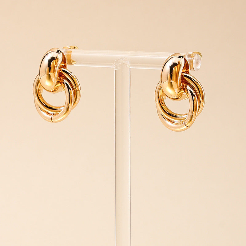 Boucles d'oreilles cercle rétro à motif géométrique pour femmes