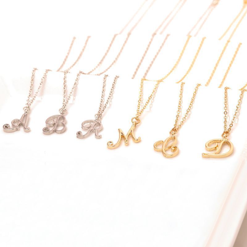 Ornament 26 Letter Necklace Simple Fashion Character Capital English Pendant Special-interest Design Clavicle Chain